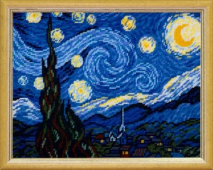 DIY Printed Tapestry Kit "The Starry Night", size 14.2x18.5 in / 36x47 cm, Brvsk - Picture 1 of 7