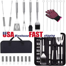 21Pcs Bbq Grill Accessories Tools Picnic Kit Set Stainless Steel Outdoor Cooking