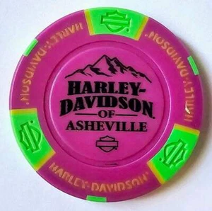 HARLEY-DAVIDSON OF ASHEVILLE (NC) Signature Purple/Green Poker Chip - Picture 1 of 2