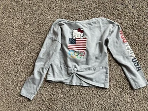 Hello Kitty Girls Kids Team USA Olympics Grey Hooded Sweatshirt Size Large 10/12 - Picture 1 of 4