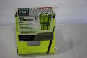 Safety Works Class 2 Reflective Tape Safety Work Vest High Visibility w/ Pockets - Picture 1 of 4