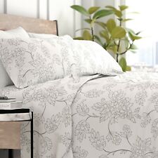 Kaycie Gray Fashion 4 Piece Ultra Soft 100% Microfiber Vine Bed Sheet Set