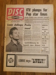 Disc Music Newspaper November 26th 1960 Lonnie Donegan Cover - Imagen 1 de 1