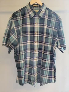 Herren Turnier Pfeil blau kariert faltenfrei Kragen Button Down Hemd Large - Bild 1 von 5