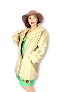 Britain Cream Leather Fur Jacket Ladies M Sherpa Penny Lane Hippy Boho 70s Retro - Foto 1 di 10