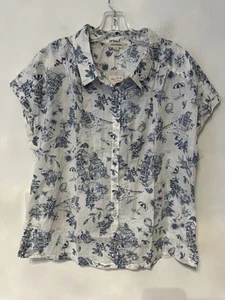 new woman Lucky brand button up blouse size XL short sleeves 100% cotton - Picture 1 of 4