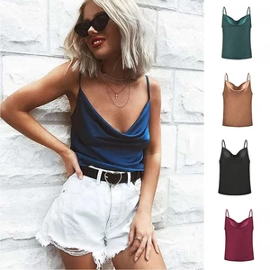 Strappy Camisole Top Basic Summer Women Silk Satin Tops Sexy Camis Tank Vest - Picture 1 of 19