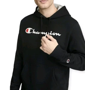 Champion Mens Classic Script Logo Powerblend Fleece Hoodie  - Picture 1 of 4