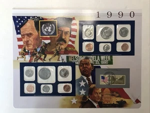 1990 P/D Uncirculated Mint Set Postal Commemorative Society Coin & Stamps - Picture 1 of 6