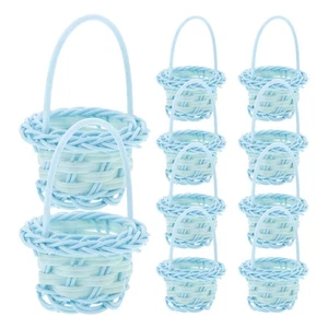  10 Stück Künstlicher Blumenkorb zum Aufhängen klein handgewebt mit Griff Braut - Bild 1 von 20