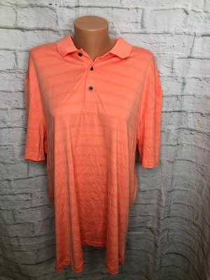 Grand Slam Performance Polo Shirt Men's X-Large Coral Pink Stripe Golf Stretch - Image 1 of 3