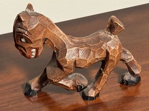 Vintage Horse Carved Resin Wood Figure Folk Art Decor Collectible Brown Unique - Picture 1 of 7