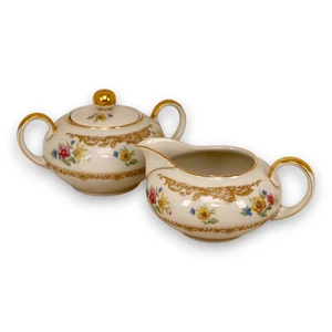 Baronet Rydal Eschenbach Creamer Sugar Bowl Set Gold Trim Germany Vintage 1940's - Picture 1 of 5