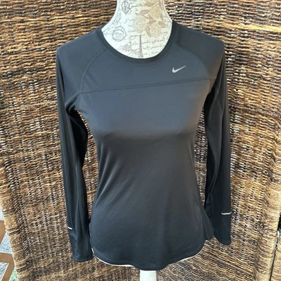Camisa Nike Miler Mujer Pequeña Negra Manga Larga Correr Dri-Fit 405255-010 Foto 1 de 4
