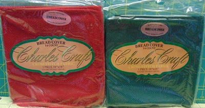 14 Count Charles Craft Cross Stitch Fabric Bread Cover Red-Green 18" x 18" - Image 1 of 4