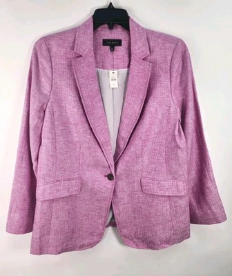 Talbots Blazer Women's 14 Raspberry Pink Linen Work Career Office Suit Jacket  - Image 1 of 4