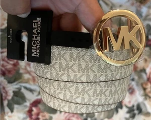 $148 Michael Kors MK Leather Women's Reversible Belt Large (36-38 waist) NWT! - Picture 1 of 5