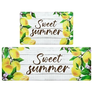Lemon Kitchen Rugs Sets of 2 Sweet Summer Kitchen Mats for Floor Cushioned An - Picture 1 of 8