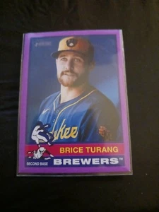 Brice Turang 2025 Topps Heritage Purple Border Parallel SP - Picture 1 of 7