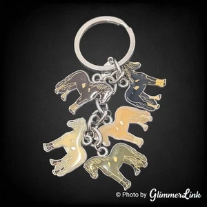 Vintage Enamel Horse Keychain – 5 Pony Charms Silver Tone Equestrian Gift - Picture 1 of 8