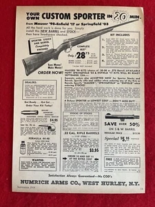 Vintage 1954 Print Ad Numrich Arms Mauser 98, Enfield 17, Springfield 03 Ad - Picture 1 of 7