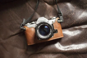 Handmade Genuine Real Leather Half Camera Case Bag Cover for Canon AE-1P Handle - Picture 1 of 18