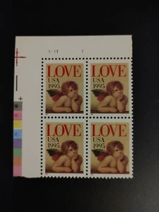 US Stamps SC #2948 1995 LOVE & CHERUB PLATE BLOCK OF 4 STAMPS MNH Free Shipping! - Picture 1 of 2