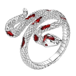 Fashion Cubic Zirconia Snake Shape Ring Band For Women Adjustable Size #5-9 - Picture 1 of 14