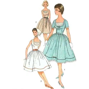 60s Pattern – Dress, Detachable Vestee & Scarf, Cottagecore - Bust=38” (96.5cm) - Picture 1 of 6