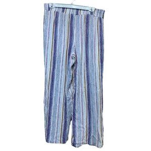 Apt 9 XL Fully Lined Striped Long Wide Leg Fun Crinkly Polyester RayonPants - Picture 1 of 6