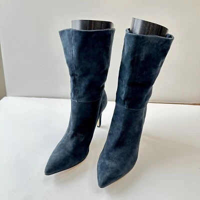 Calvin Klein Bethany Convertible Ankle Boots Size 7 Blue Suede Slim Heels - Image 1 of 4