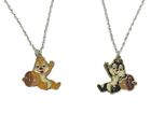 Chip And Dale Characters With Acorn Metal Charm Pendant Necklace Set of 2