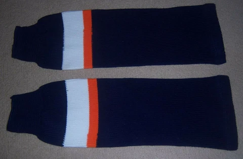 Rare STITCHED/Heavy EDMONTON OILERS Blue/Orange HOME Hockey SOCKS M jersey l Cover