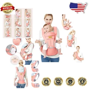 Ergonomic Cotton Baby Carrier with Hip Seat - 6 Positions for Newborn to Toddler - Picture 1 of 9