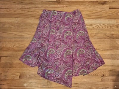 Mujer Lane Bryant Falda Asimétrica de Gasa Rosa Lima Paisley 18/20 Línea A Foto 1 de 4