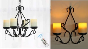 3-in-1 Chandelier with 4 Battery Operated LED Candles Remote,Gazebo/Patio Decor - Picture 1 of 7