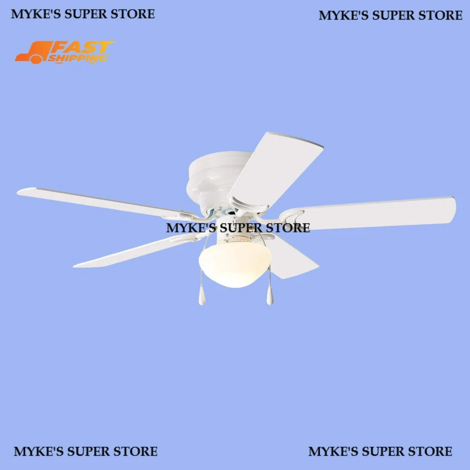 Mainstays EF600W(A)-52WH 52 inch Hugger Indoor Ceiling Fan with Light Kit