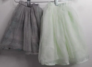 Old Navy Lime Green & OshKosh Gray Plaid Girls Tulle Tutu Skirts Size 5T (Lot 2) - Picture 1 of 20