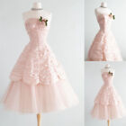 Vintage Różowe lata 50. Wiśniowe sukienki na studniówkę Krótkie koktajlowe Długość do kolan Suknie imprezowe