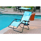 Jeco Oversized Zero Gravity Chair With Sunshade And Drink Tray - Pacific Blue - 