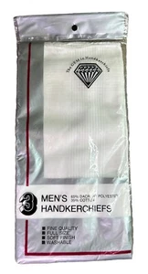 NEW Vintage 3 Pack Men's Handkerchiefs The Gem In Handkerchiefs White NOS NIP - Picture 1 of 8