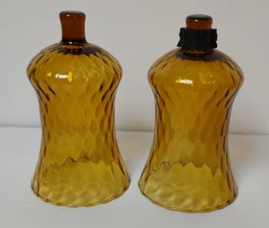 Set Of 2 VTG Peg Votive Candle Holder Sconce Amber Glass Honeycomb - Picture 1 of 5