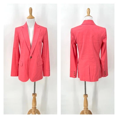 ALC Donovan Linen Blend Blazer Womens 00 Dark Grapefruit Coral Classic Office  - Image 1 of 4
