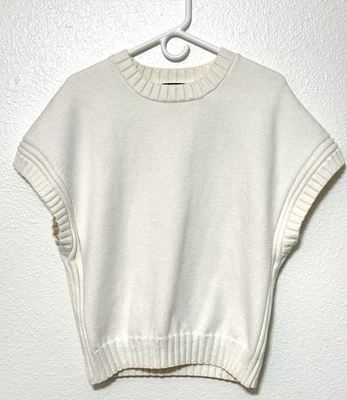 Karen Millen Sweater Womens Medium Cream Short Sleeve Knit Pullover Top - Image 1 of 4