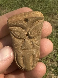 Pre Columbian Stone Bead Face Effigy Guatemala 2.1/16” L Inca Aztec Mayan PC210 - Picture 1 of 9