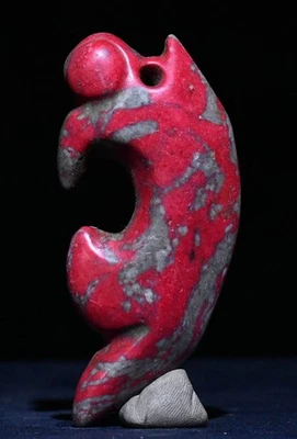 Colgante de animal pájaro volador talla turquesa roja cultura Hongshan china antigua de 8 cm Foto 1 de 4