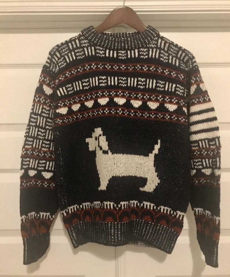Suéter Thom Browne Hector tamanho 4, XL lã mohair ilha justa malha cachorro Irlanda - Imagem 1 de 4