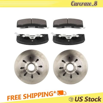 Front Brake Pads and Rotors & Hub for GMC Savana 3500 4.3L 1997 1998 2000 2001 - Image 1 of 4