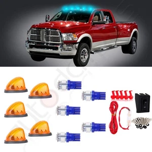 5x Amber Lens Cab Marker Running Lights+ Ice Blue LED Bulb + Wire Pack For Chevy - Picture 1 of 11