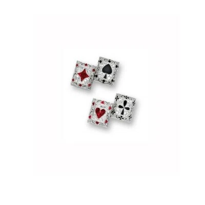 Elegant The Four French Suits With Red Rubies, Black Onyx & White CZ Cufflinks - Image 1 of 3